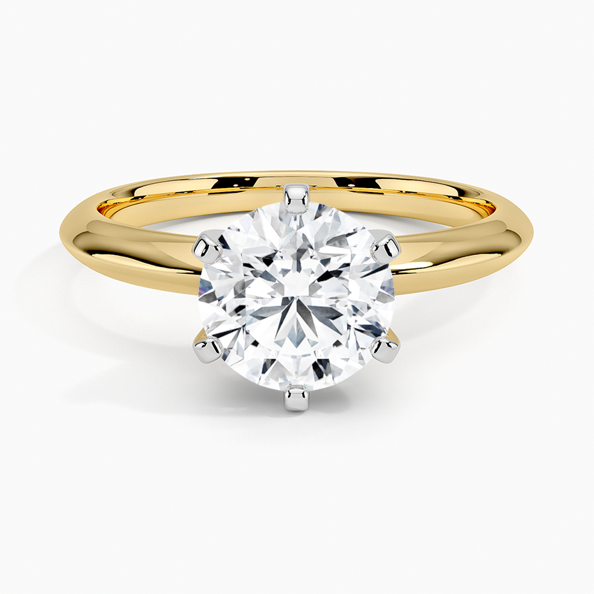 Classic Six-Prong Solitaire Ring Yellow Gold 18k Round Engagement Ring