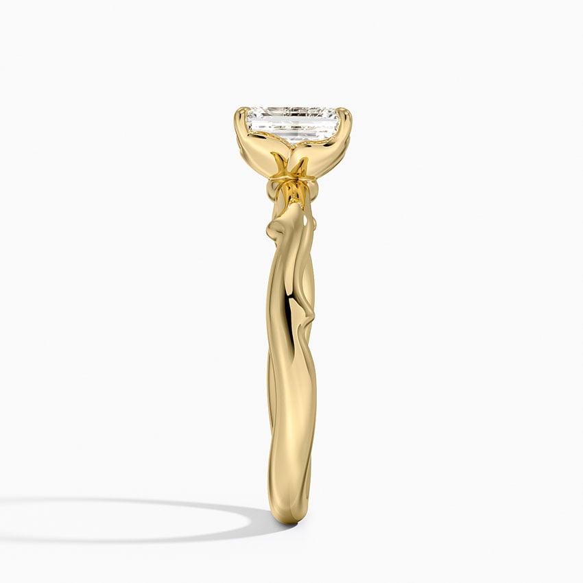 Rose Thorn Solitaire Ring Yellow Gold 18k Emerald Engagement Ring