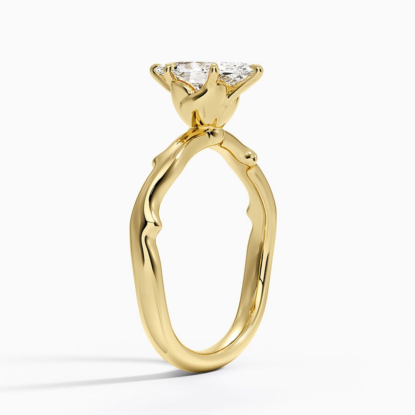 Rose Thorn Solitaire Ring Yellow Gold 18k Marquise Engagement Ring