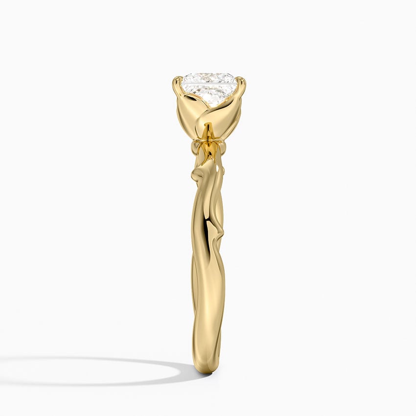 Rose Thorn Solitaire Ring Yellow Gold 18k Princess Engagement Ring