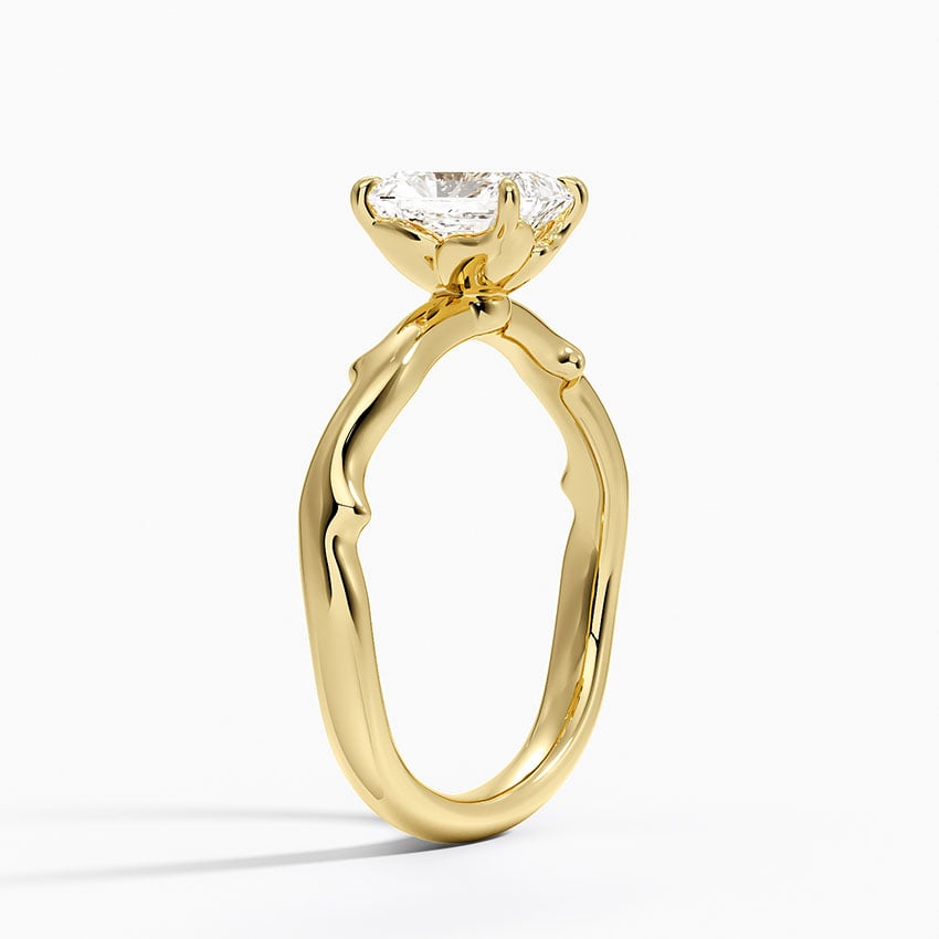 Rose Thorn Solitaire Ring Yellow Gold 18k Radiant Engagement Ring