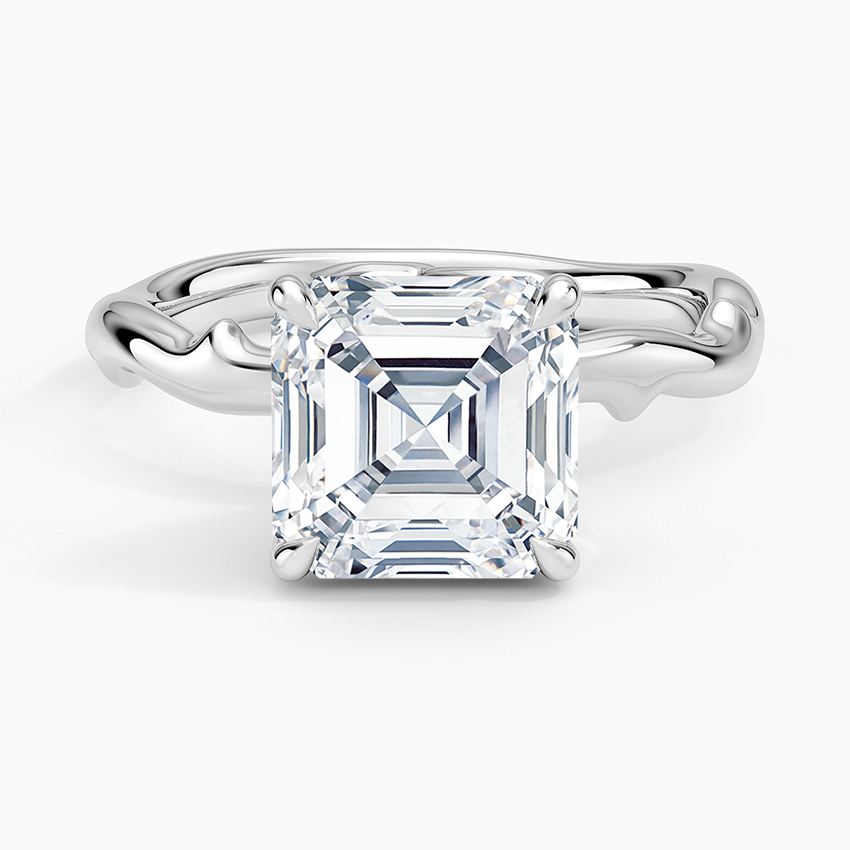 Rose Thorn Solitaire Ring Platinum Asscher Engagement Ring