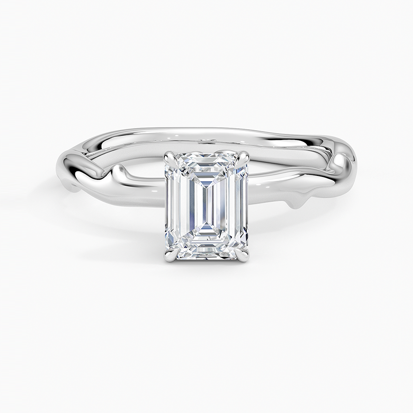 Rose Thorn Solitaire Ring Platinum Emerald Engagement Ring