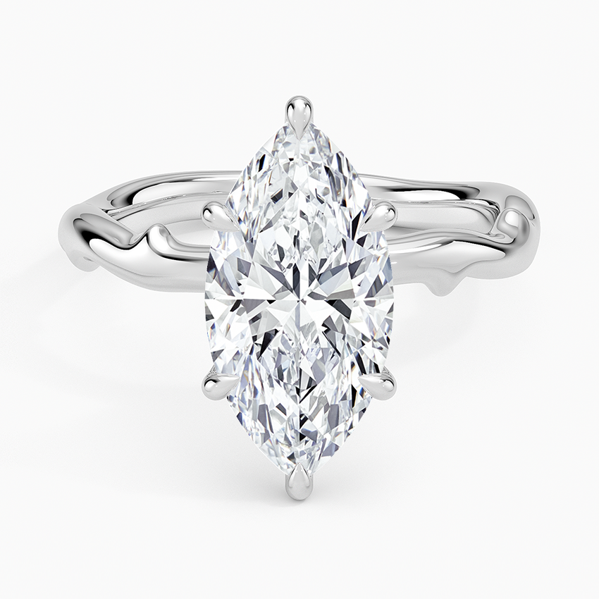 Rose Thorn Solitaire Ring Platinum Marquise Engagement Ring