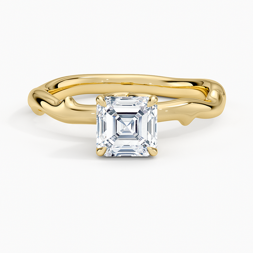 Rose Thorn Solitaire Ring Yellow Gold 18k Asscher Engagement Ring