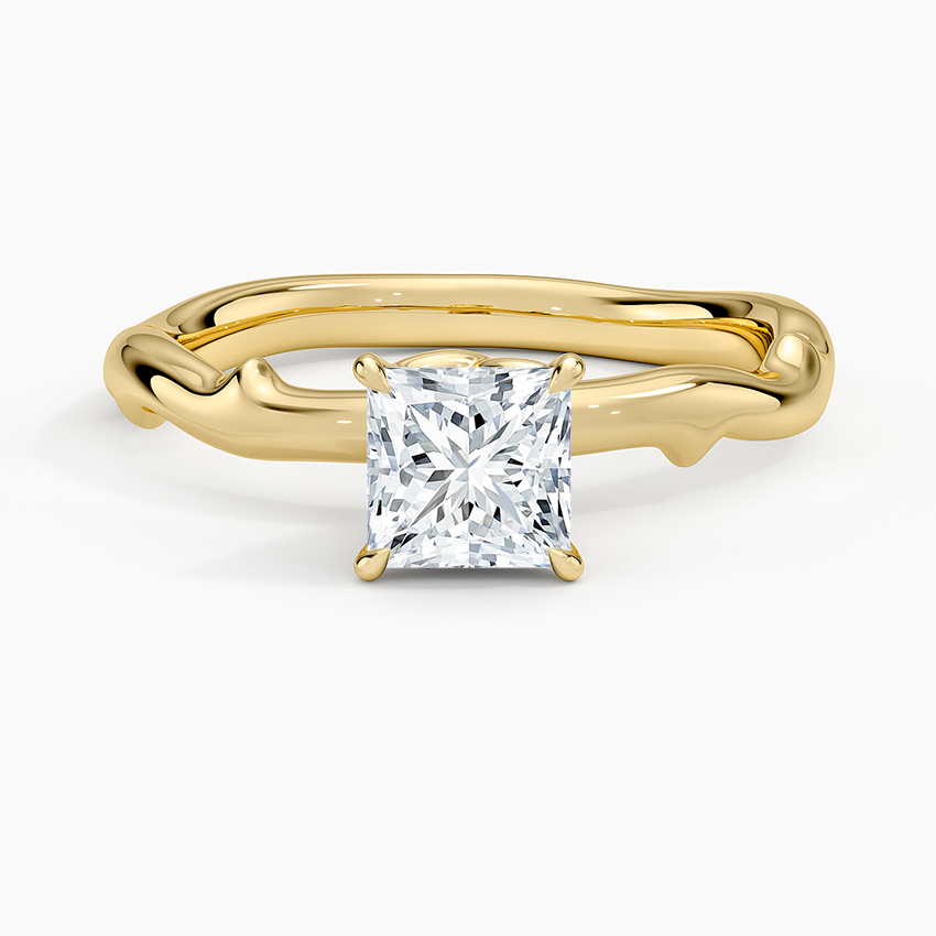 Rose Thorn Solitaire Ring Yellow Gold 18k Princess Engagement Ring