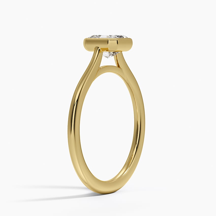 Petite Luna 1.5mm Bezel Ring Yellow Gold 18k Asscher Engagement Ring
