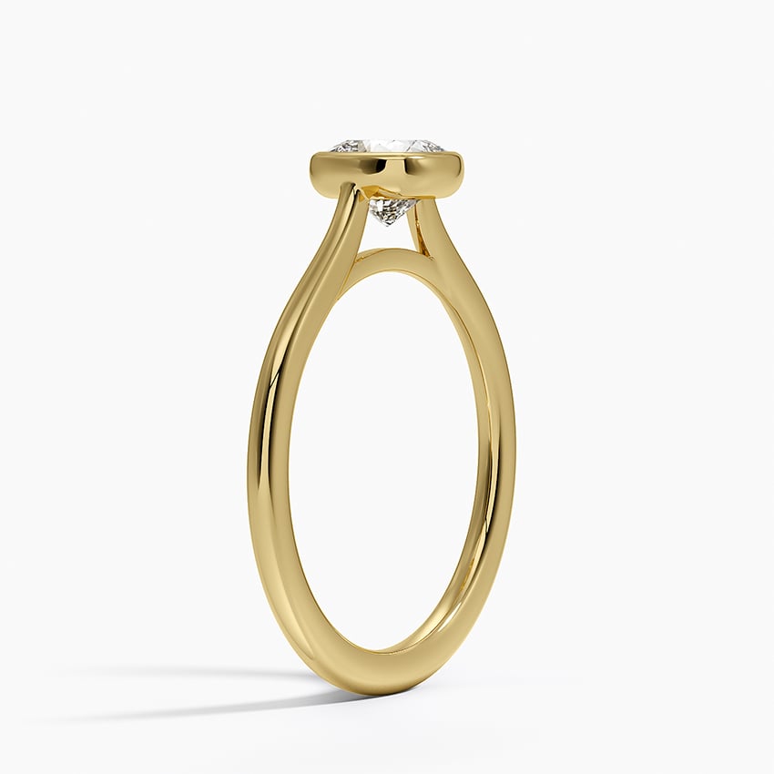 Petite Luna 1.5mm Bezel Ring Yellow Gold 18k Cushion Engagement Ring