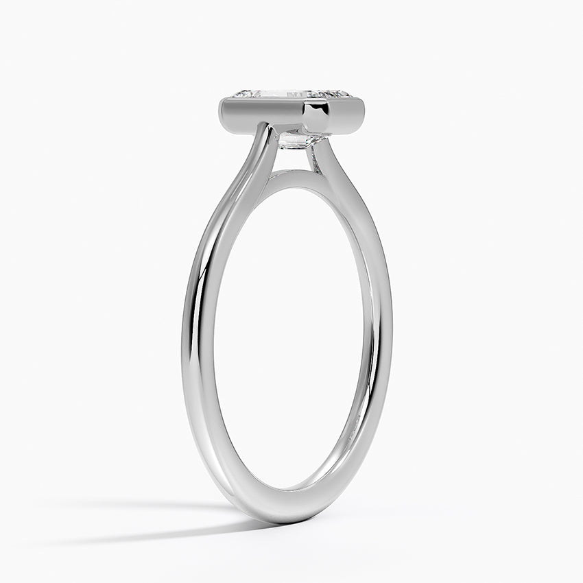 Petite Luna 1.5mm Bezel Ring Platinum Emerald Engagement Ring
