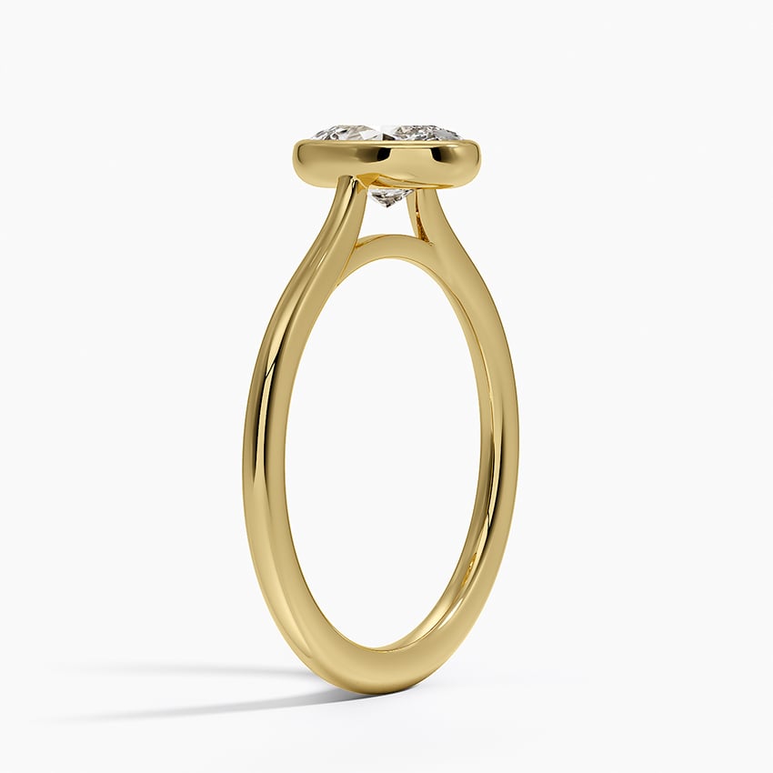 Petite Luna 1.5mm Bezel Ring Yellow Gold 18k Oval Engagement Ring