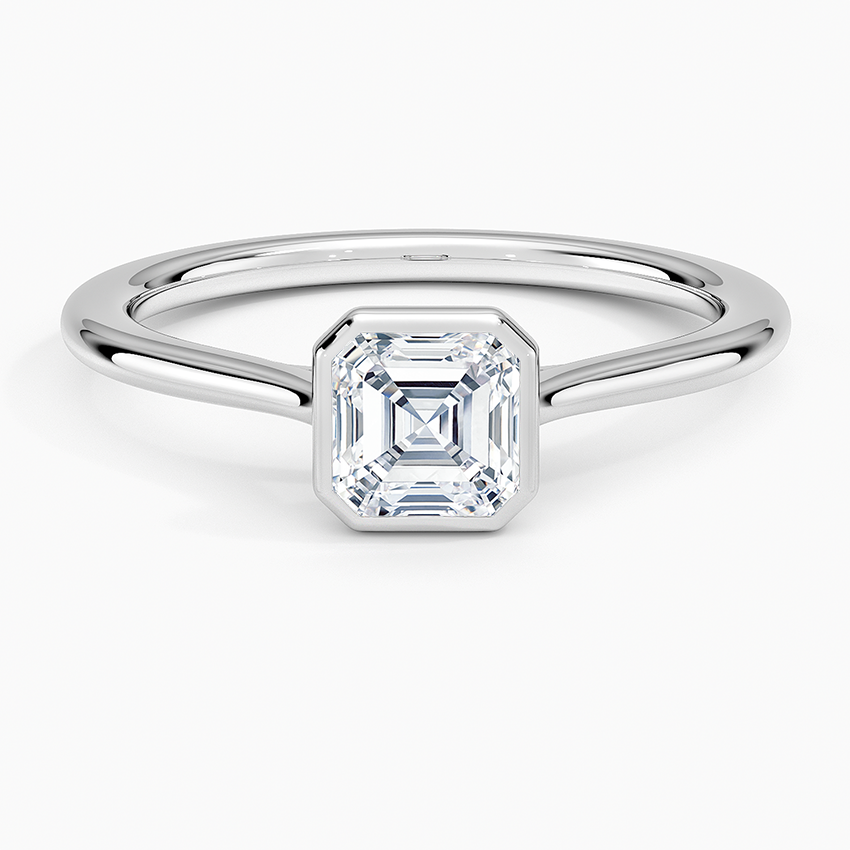 Petite Luna 1.5mm Bezel Ring Platinum Asscher Engagement Ring