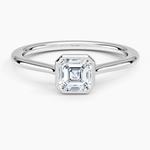 Petite Luna 1.5mm Bezel Ring Platinum Asscher Engagement Ring