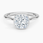 Petite Luna 1.5mm Bezel Ring Platinum Cushion Engagement Ring