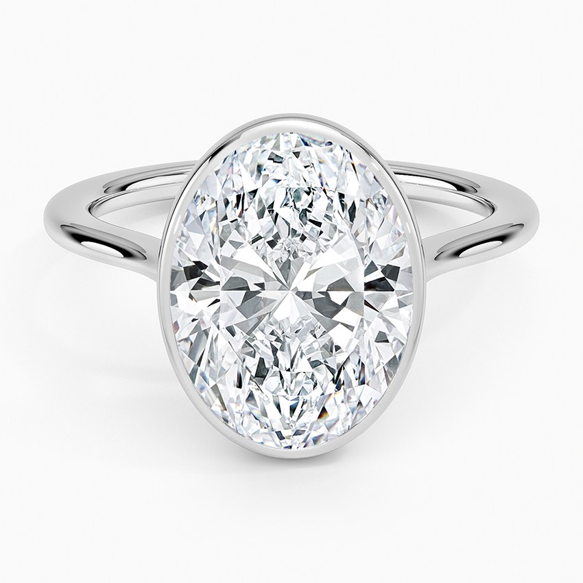 Petite Luna 1.5mm Bezel Ring Platinum Oval Engagement Ring