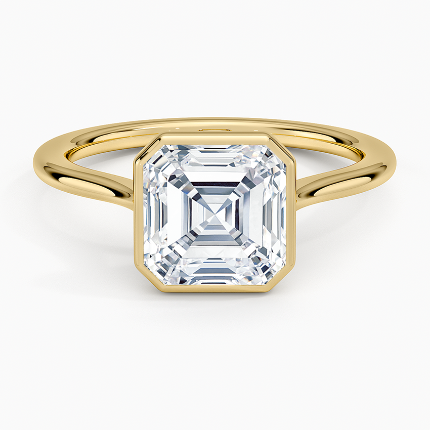 Petite Luna 1.5mm Bezel Ring Yellow Gold 18k Asscher Engagement Ring