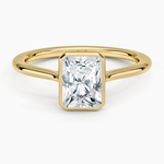 Petite Luna 1.5mm Bezel Ring Yellow Gold 18k Radiant Engagement Ring