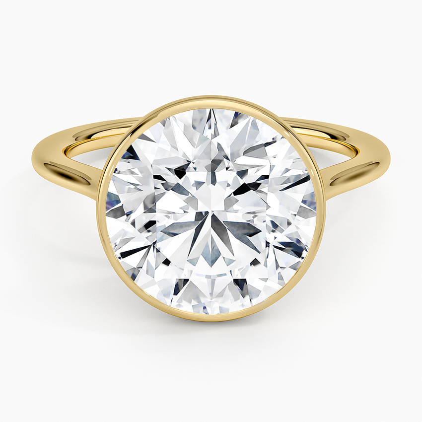 Petite Luna 1.5mm Bezel Ring Yellow Gold 18k Round Engagement Ring