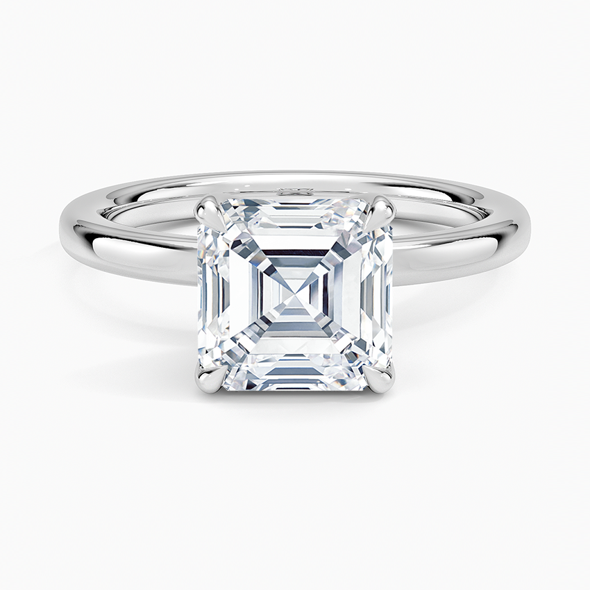 2mm Petite Elodie Perfect Fit Solitaire Ring Platinum Asscher Engagement Ring