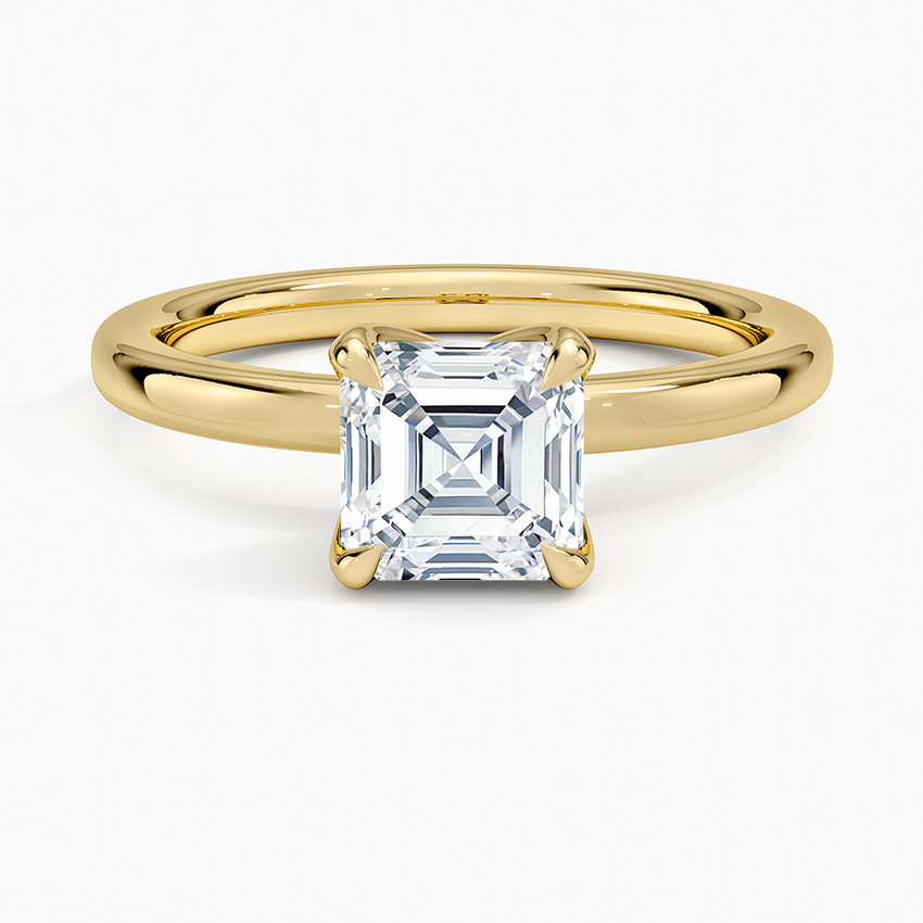 2mm Petite Elodie Perfect Fit Solitaire Ring Yellow Gold 18k Asscher Engagement Ring