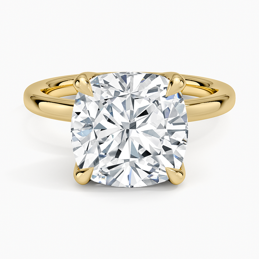 2mm Petite Elodie Perfect Fit Solitaire Ring Yellow Gold 18k Cushion Engagement Ring