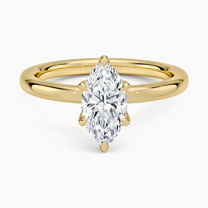 2mm Petite Elodie Perfect Fit Solitaire Ring Yellow Gold 18k Marquise Engagement Ring