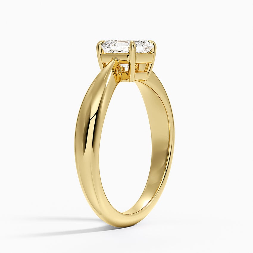 Thea Tapered Solitaire Diamond Ring Yellow Gold 18k Asscher Engagement Ring