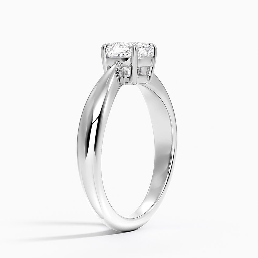 Thea Tapered Solitaire Diamond Ring Platinum Cushion Engagement Ring
