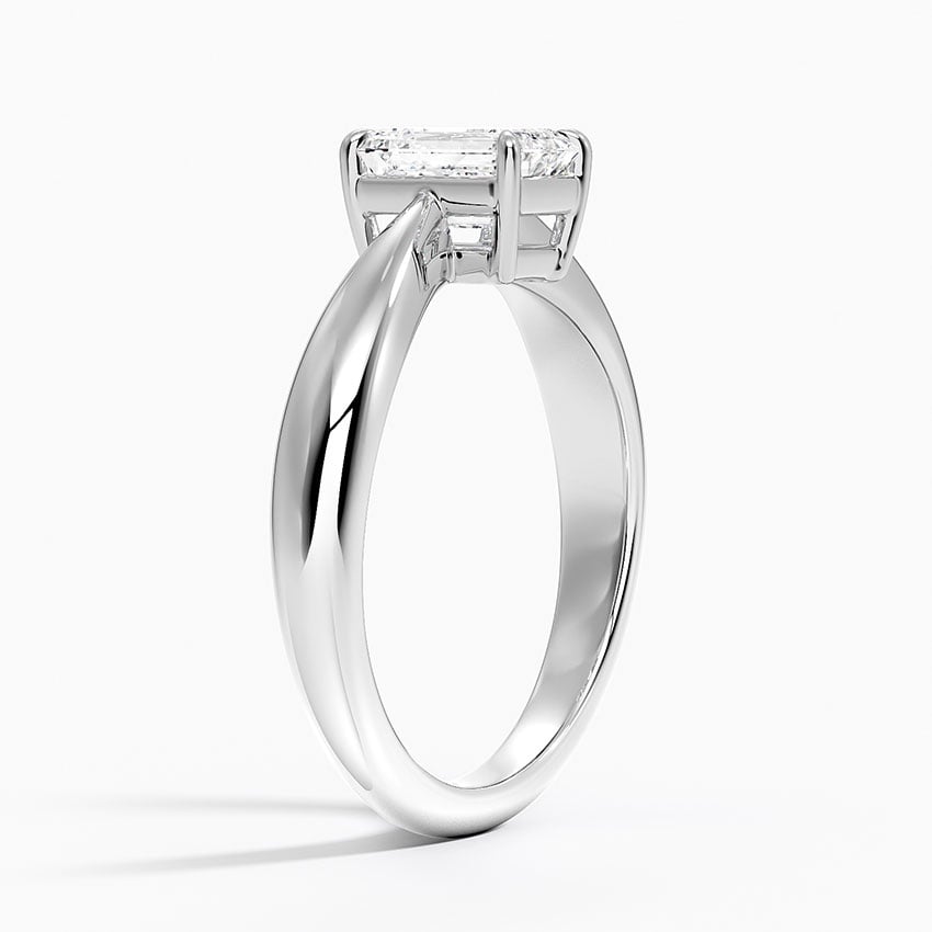 Thea Tapered Solitaire Diamond Ring Platinum Emerald Engagement Ring