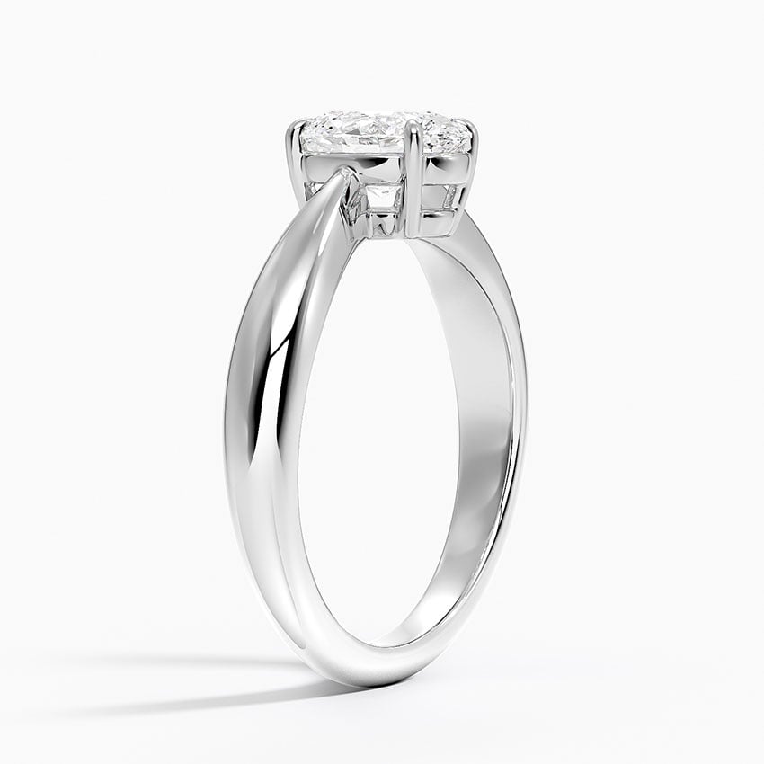 Thea Tapered Solitaire Diamond Ring Platinum Oval Engagement Ring