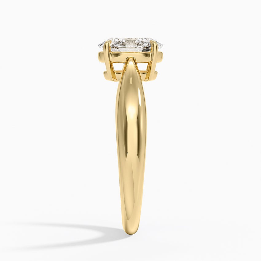 Thea Tapered Solitaire Diamond Ring Yellow Gold 18k Oval Engagement Ring