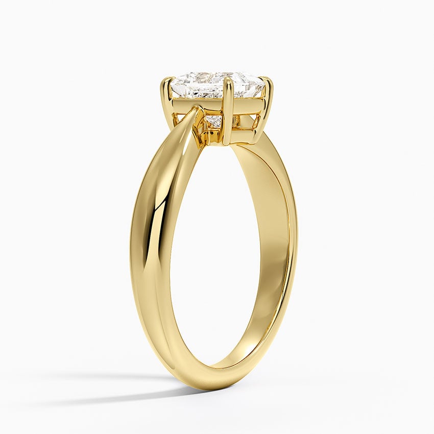 Thea Tapered Solitaire Diamond Ring Yellow Gold 18k Princess Engagement Ring