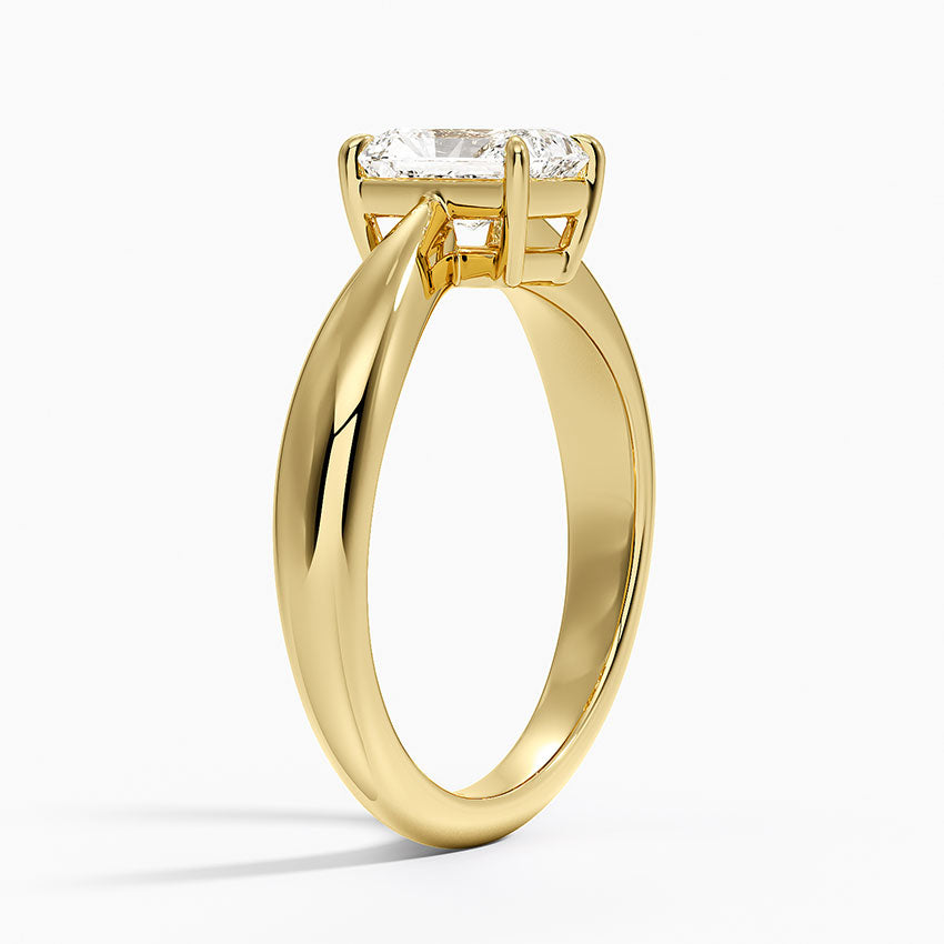 Thea Tapered Solitaire Diamond Ring Yellow Gold 18k Radiant Engagement Ring