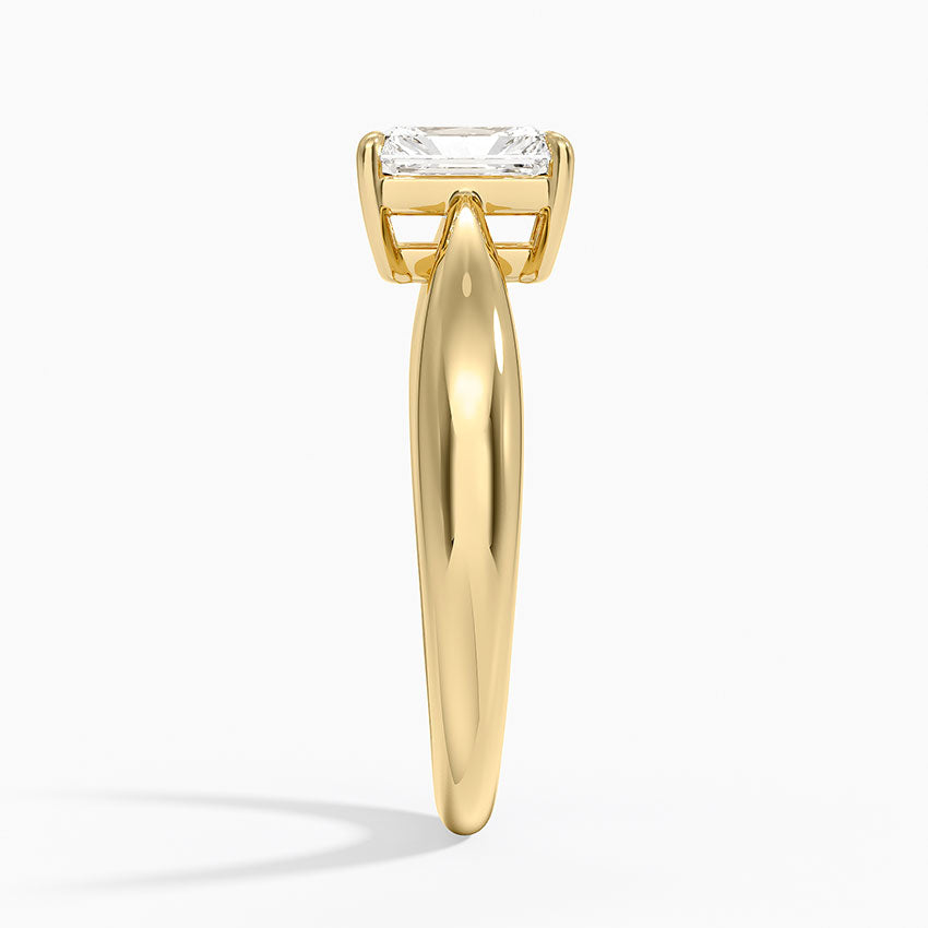 Thea Tapered Solitaire Diamond Ring Yellow Gold 18k Radiant Engagement Ring