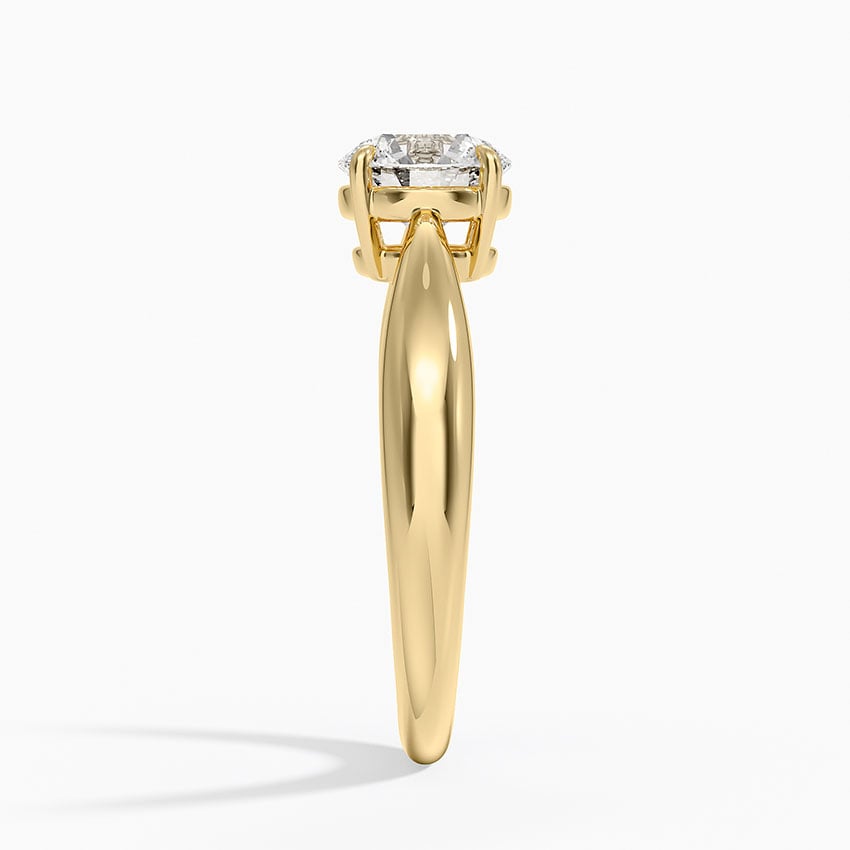 Thea Tapered Solitaire Diamond Ring Yellow Gold 18k Round Engagement Ring