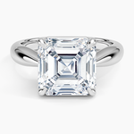 Thea Tapered Solitaire Diamond Ring Platinum Asscher Engagement Ring