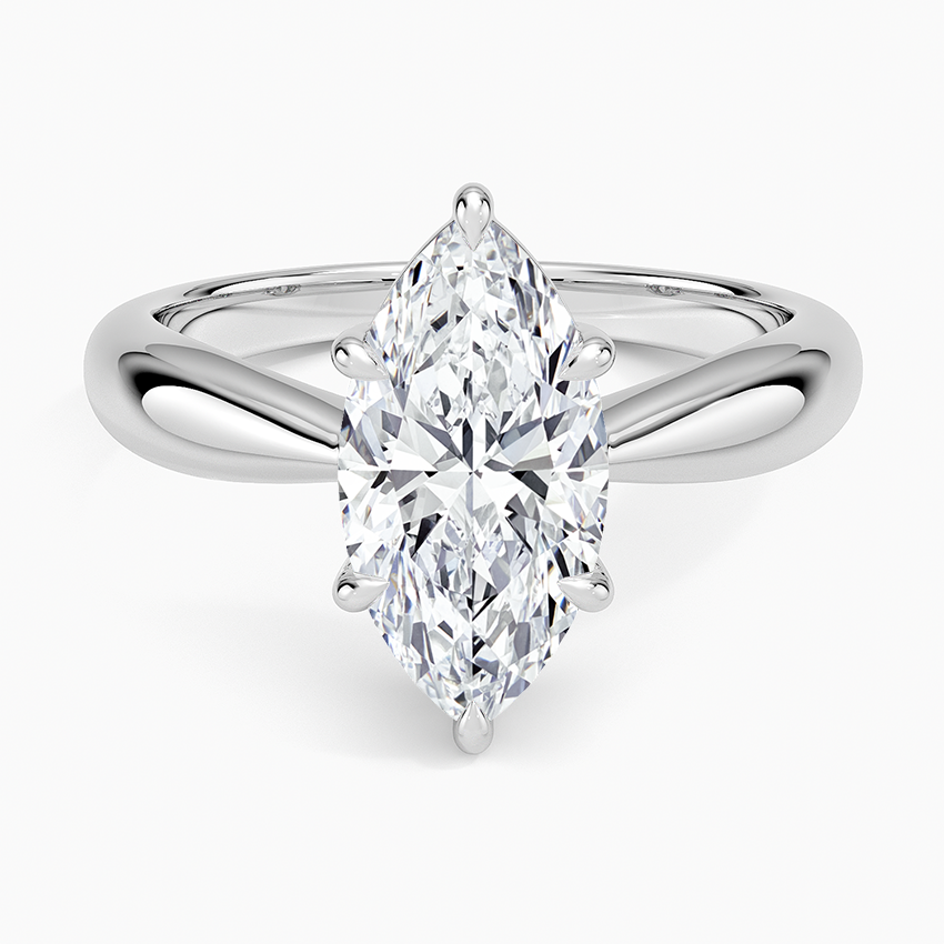 Thea Tapered Solitaire Diamond Ring Platinum Marquise Engagement Ring