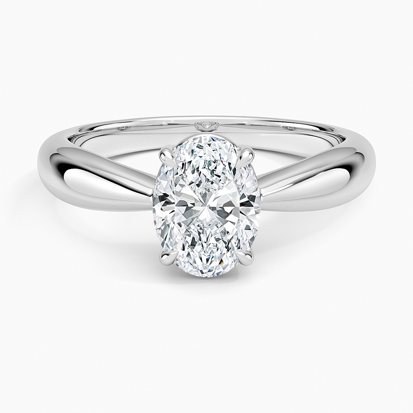 Thea Tapered Solitaire Diamond Ring Platinum Oval Engagement Ring