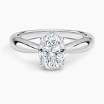 Thea Tapered Solitaire Diamond Ring Platinum Oval Engagement Ring