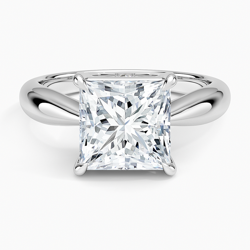 Thea Tapered Solitaire Diamond Ring Platinum Princess Engagement Ring