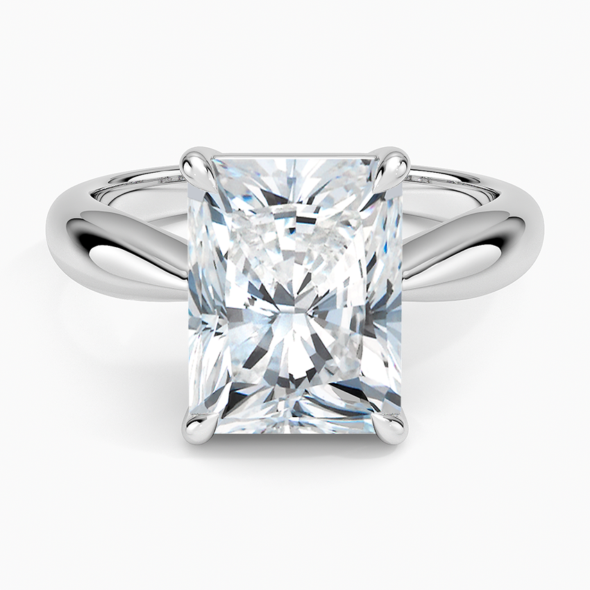 Thea Tapered Solitaire Diamond Ring Platinum Radiant Engagement Ring