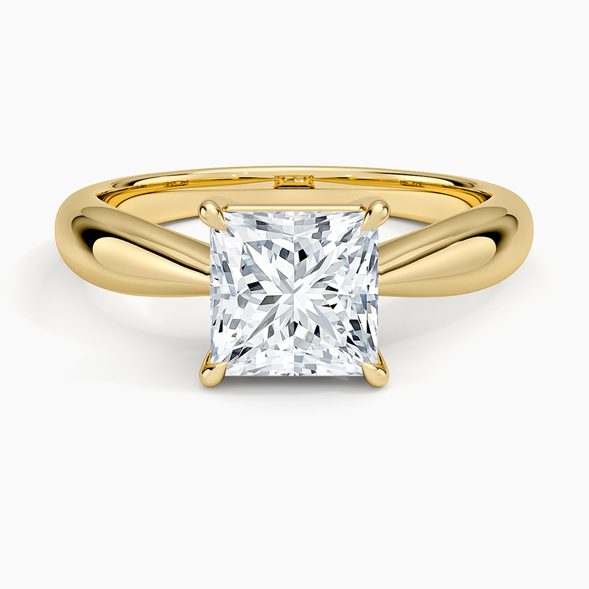 Thea Tapered Solitaire Diamond Ring Yellow Gold 18k Princess Engagement Ring