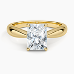 Thea Tapered Solitaire Diamond Ring Yellow Gold 18k Radiant Engagement Ring