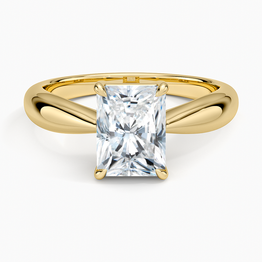 Thea Tapered Solitaire Diamond Ring Yellow Gold 18k Radiant Engagement Ring