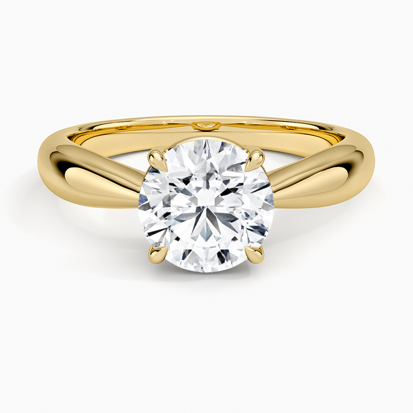 Thea Tapered Solitaire Diamond Ring Yellow Gold 18k Round Engagement Ring