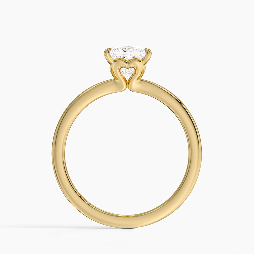 Hidden Heart Solitaire Ring Yellow Gold 18k Princess Engagement Ring