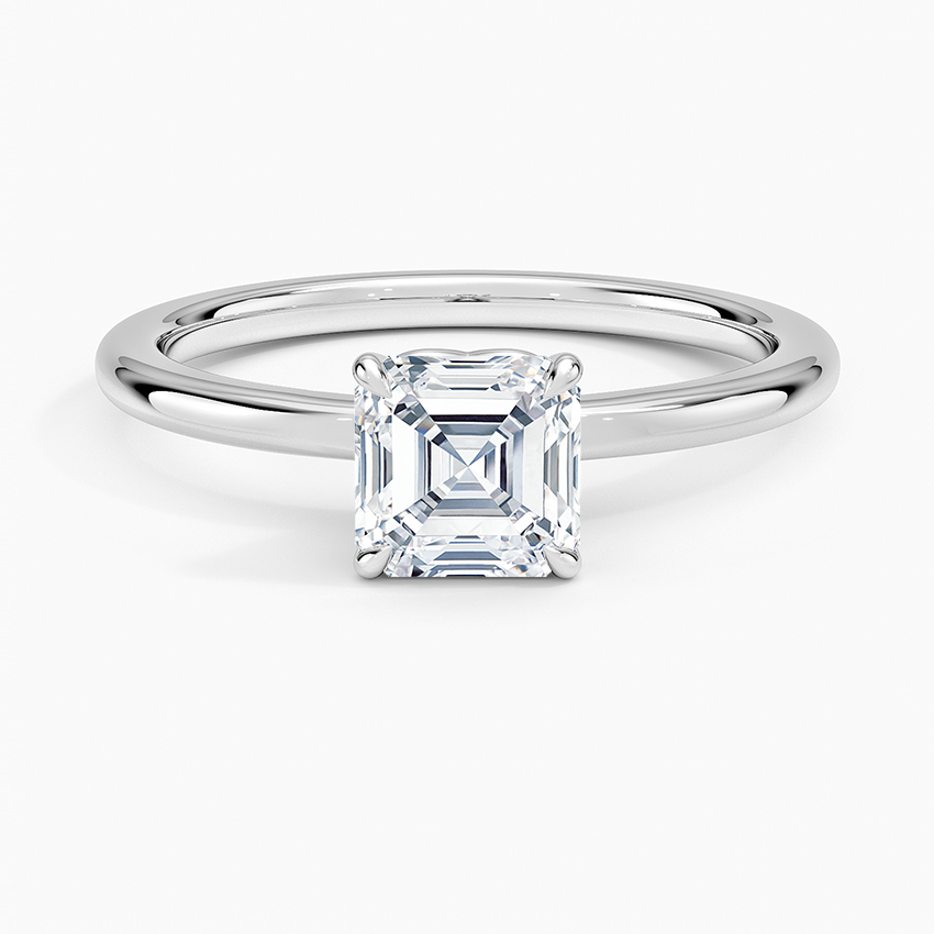 Hidden Heart Solitaire Ring Platinum Asscher Engagement Ring