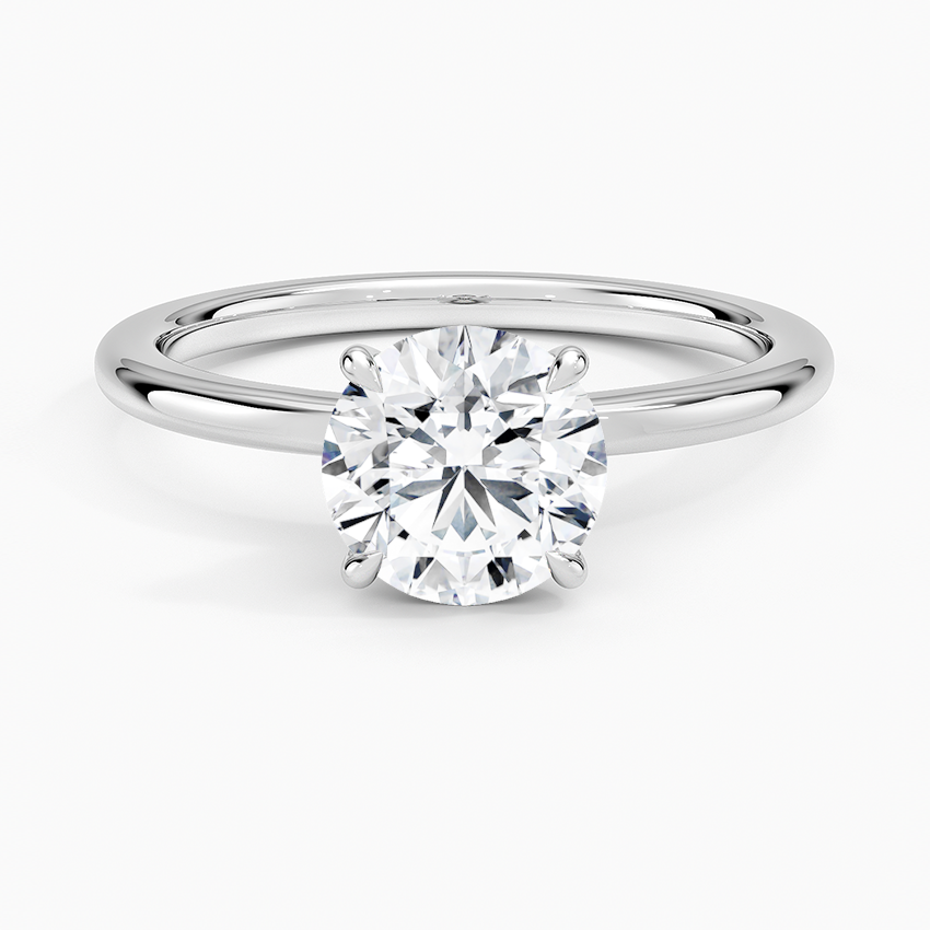 Hidden Heart Solitaire Ring Platinum Round Engagement Ring