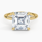 Hidden Heart Solitaire Ring Yellow Gold 18k Asscher Engagement Ring