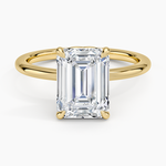Hidden Heart Solitaire Ring Yellow Gold 18k Emerald Engagement Ring