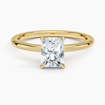 Hidden Heart Solitaire Ring Yellow Gold 18k Radiant Engagement Ring
